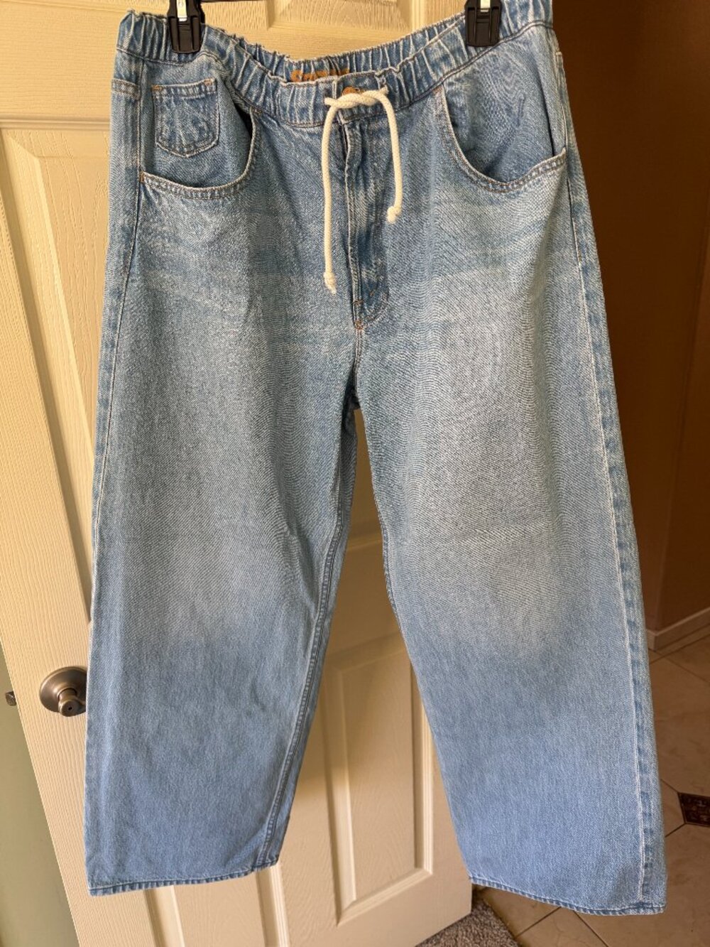 MOTHER Light Wash Drawstring Jeans